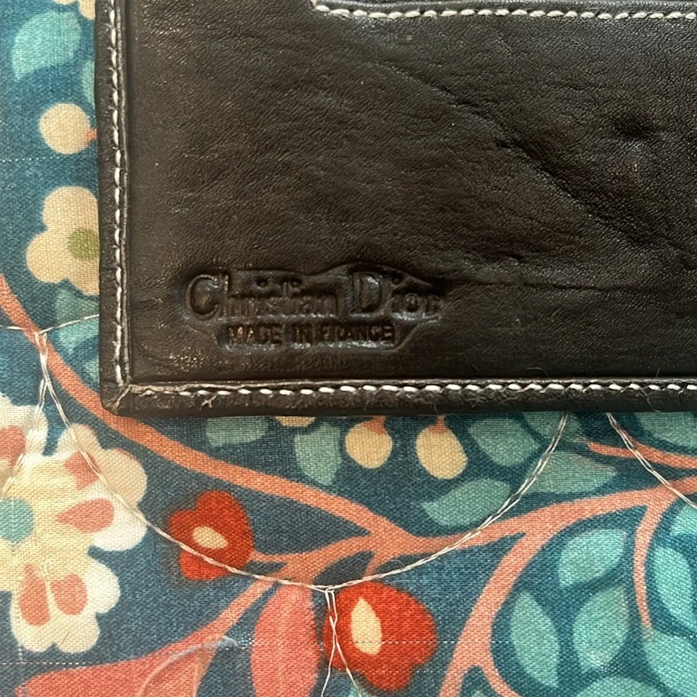 Vintage Christian Dior black leather card holder